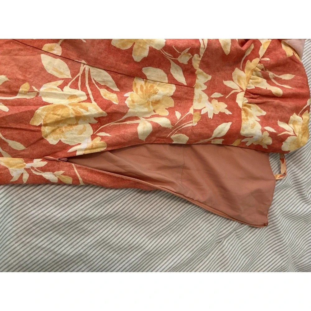 Wayf XS Goldie Floral Sundress Amber Roses print Rayon Linen Vacation Summer